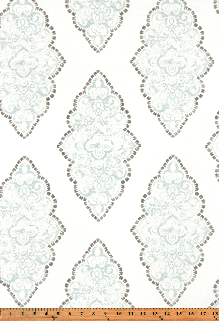 Photo of blue & brown argyle harlequin damask pattern printed beige fabric