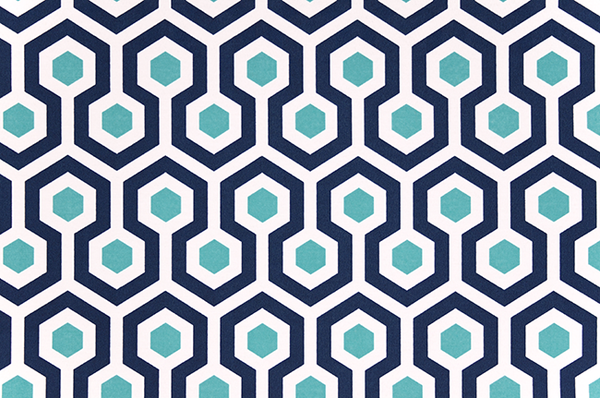 photo of blue honeycomb pattern printed on white fabric