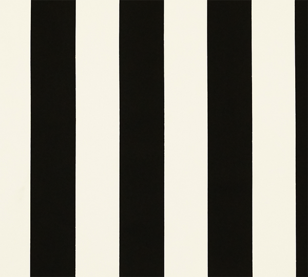 Photo of large black repeating classic stripe pattern printed on white fabric